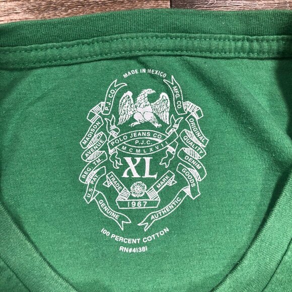 Polo Jeans Men XL Ralph Lauren 67th Surfing Contest Graphic T Shirt Green Cotton - Picture 4 of 5
